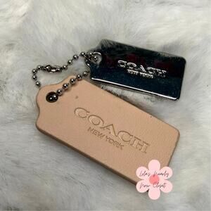1.5" COACH Cream Silver Hang Tag Key Fob Bag Charm Set